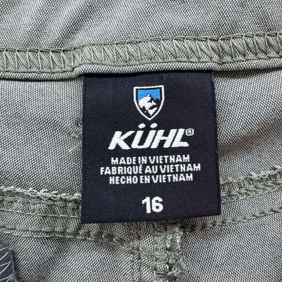 Kuhl Pants Women 16 Green Nylon Stretch Mid Rise Capri Rushed Leg Outdoor Hiking - Picture 2 of 16